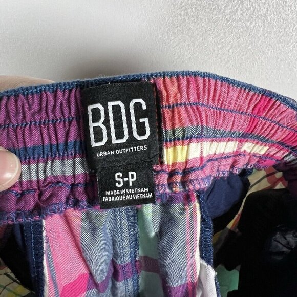 BDG Women's Multicolor Plaid Elastic Drawstring Cropped Pants Small Boho Artsy - Picture 8 of 11
